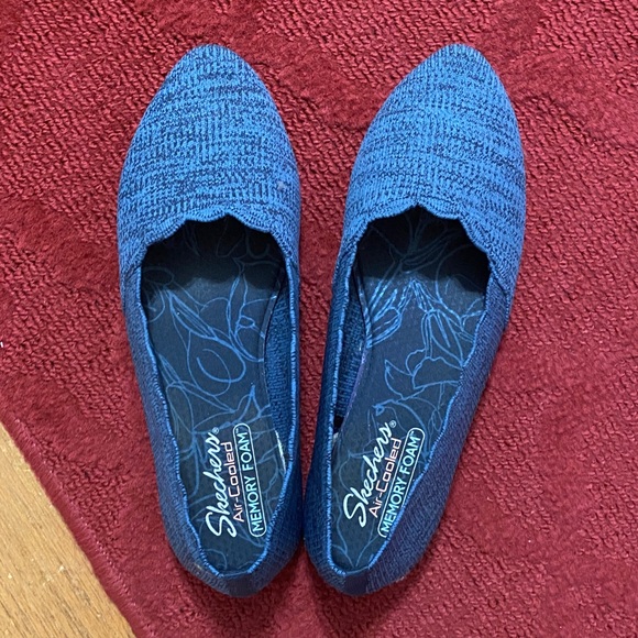 Skechers Shoes - Skechers Women’s Navy Knit Slip-On Flats
